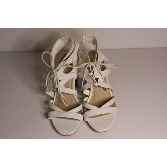 Charlotte Russe Sandals Women's US Size 10 White Leather Strappy Lace - Picture 7 of 7